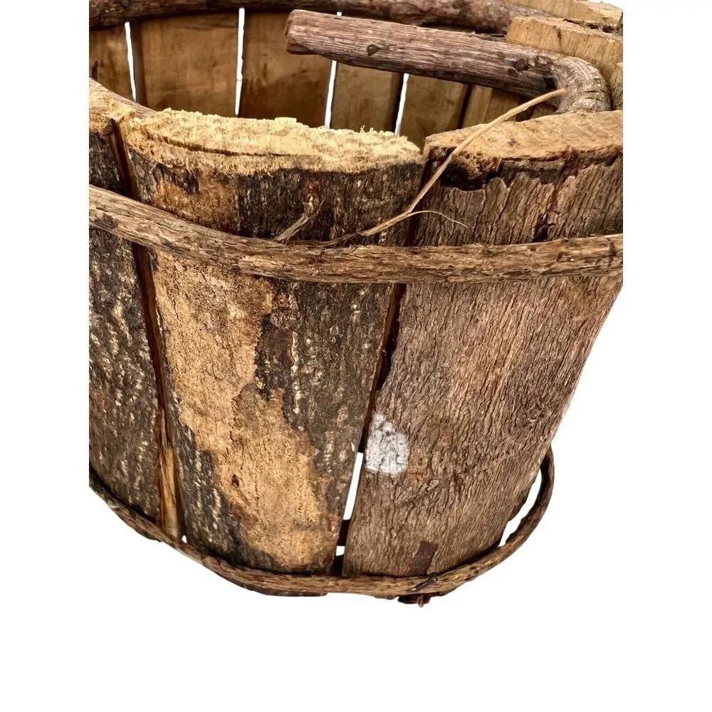Rustic Wooden Heart-Shaped Basket With Handle‎